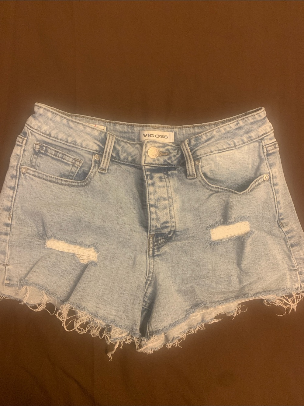 Vigoss Light Wash Distressed Denim Cutoff Shorts